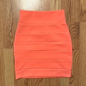 Coral High Waisted Pencil Skirt